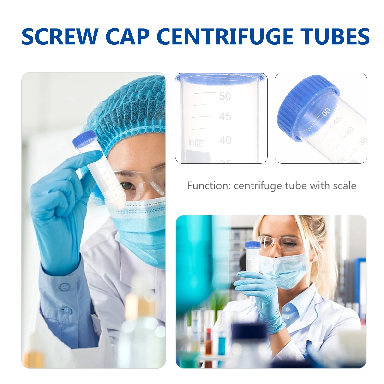 50/25PCS Conical Centrifuge หลอดสกรู Cap ชี้หัวหลอดทดสอบ Polypropylene Centrifuge หลอดตัวอย่าง Vial ขวด 50ml