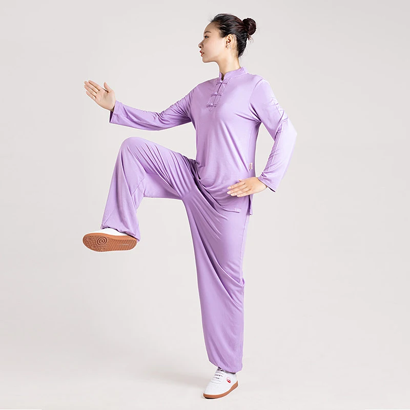 Women's New Premium Autumn Winter Comfortable Loose Fit Modal Long Sleeve Tai Chi Suit Set for Qigong Martial Arts Practice