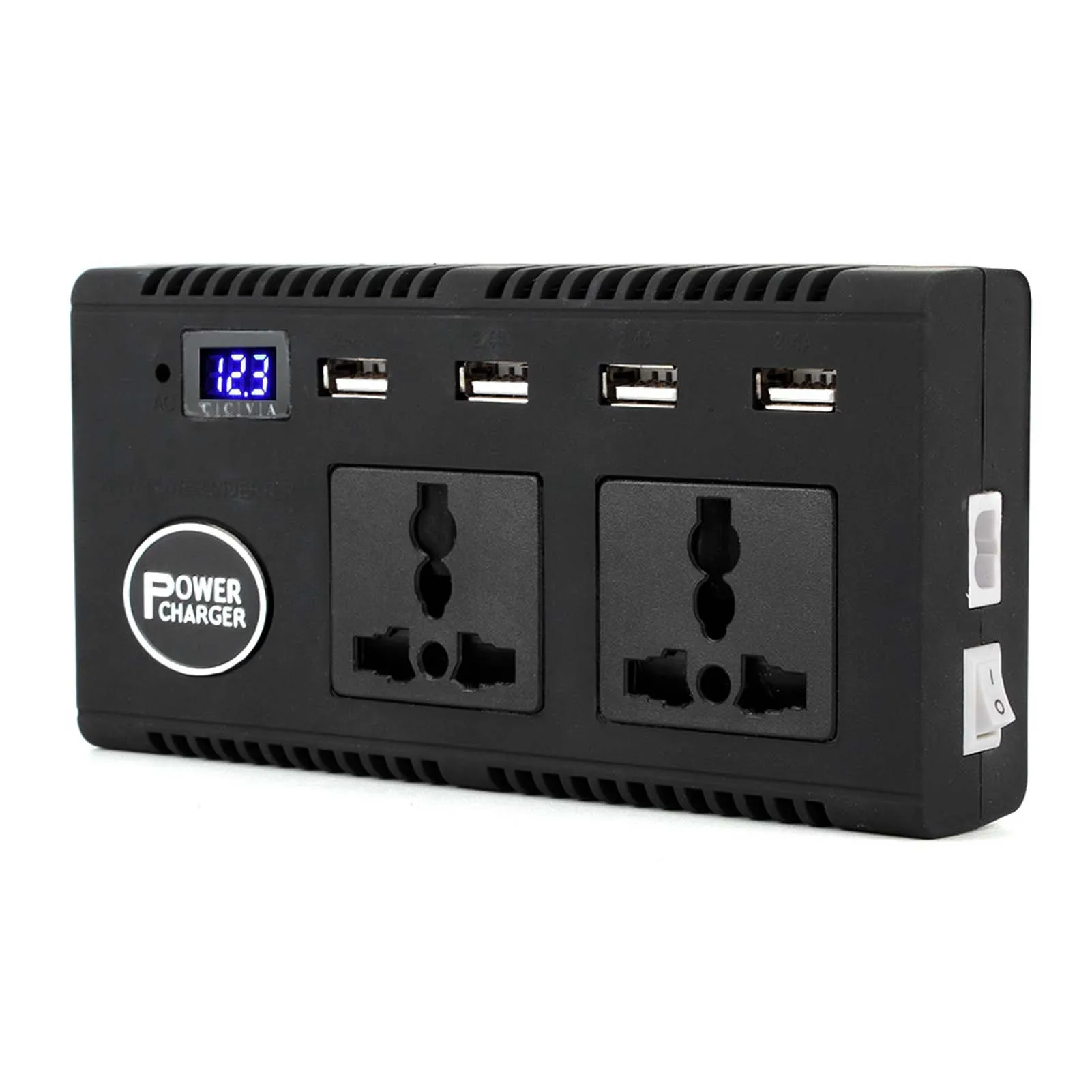 200W Car Power Inverter with Voice Broadcast - Converts DC 12V/24V to AC 220V Charger, Durable Automotive Power Accessory