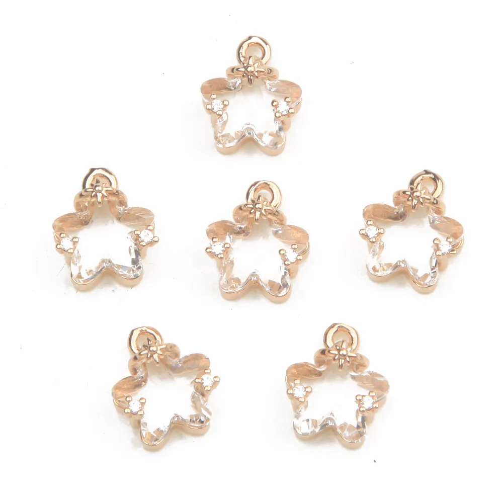 10PCS Faceted Celestial North Star Charms Glass for Jewelry Making Pendant Handmade DIY Findings Brass Accessories 10*12mm