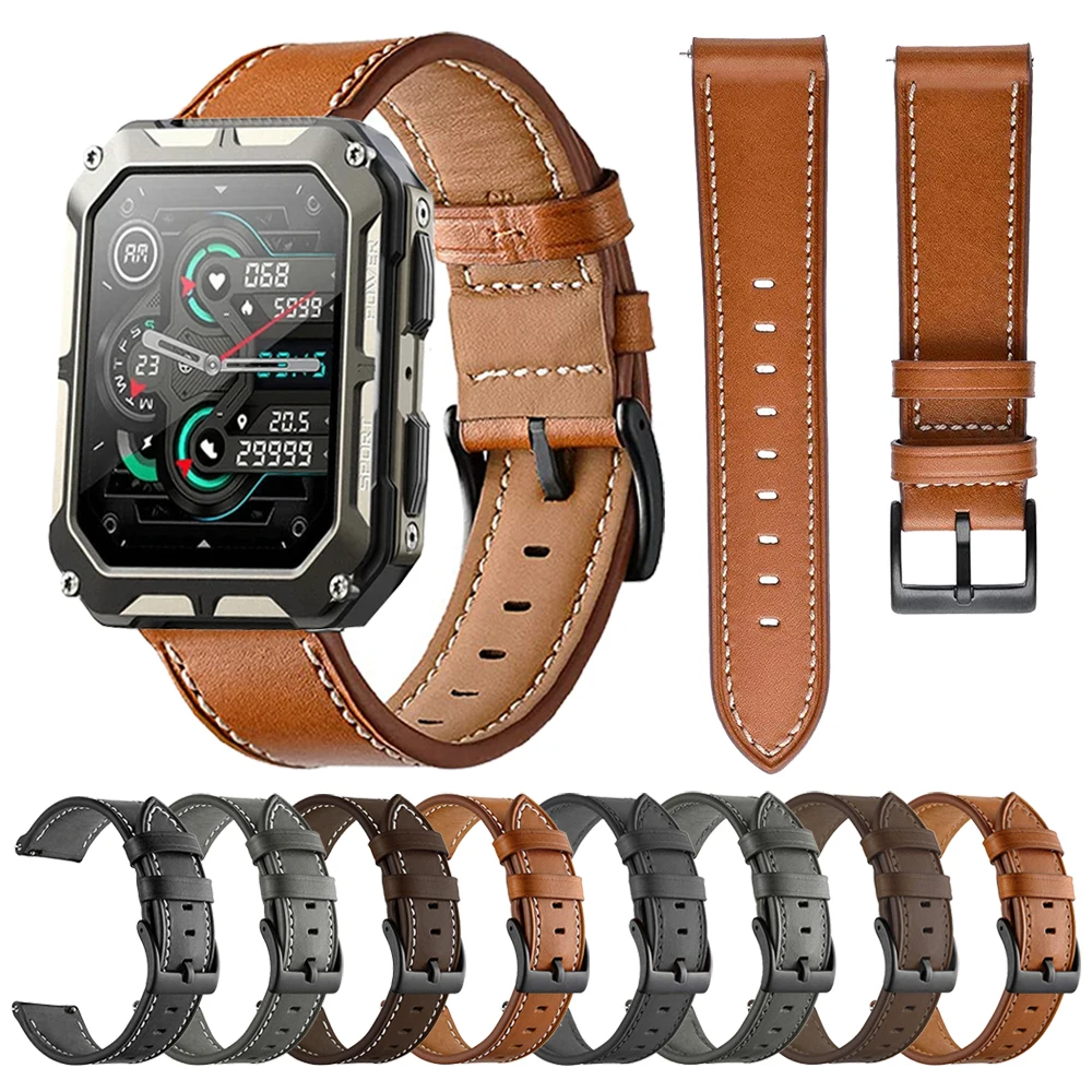 22mm Leather Strap For C20 Pro Smart Wriststrap Bracelet For C20 Pro Watches Bands Replacement Smartwatch Accessories