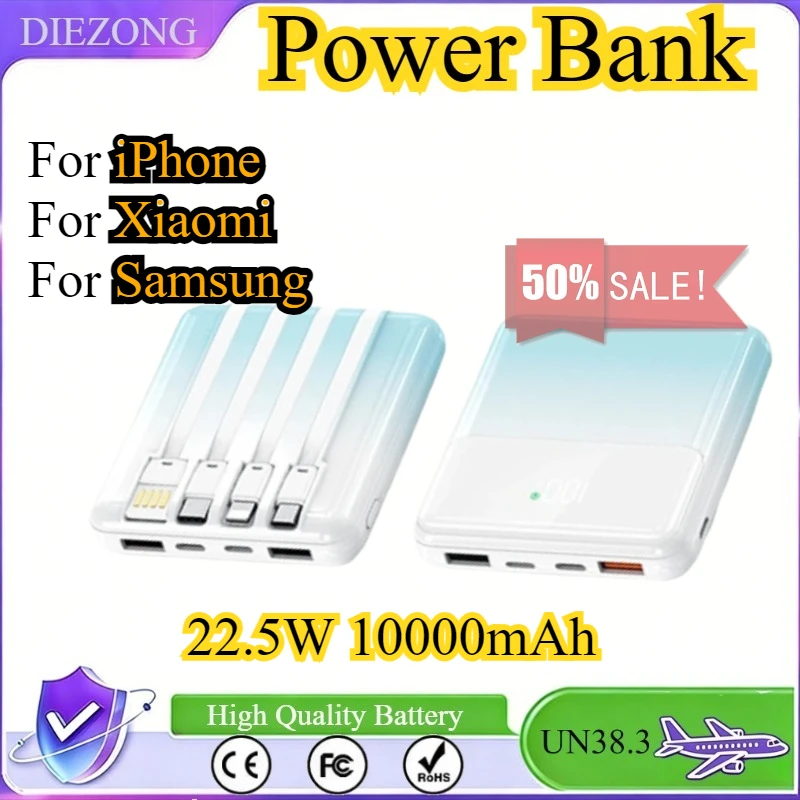 

22.5W 10000mAh Portable Power Bank Fast Charging For iPhone For Xiaomi For Samsung With USB Type C / Lightning / Micro USB