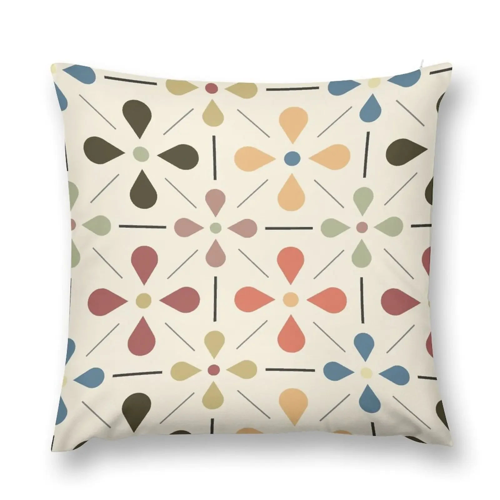 Vintage Fifties Abstract Floral - Mid Century Geometric Abstract Throw Pillow bed pillows autumn pillowcase pillow