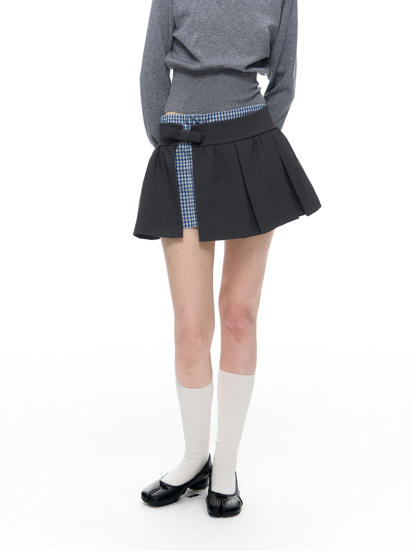 

Юбка-плиссе Romance Nanci в клетку с эффектом двухслойности, осенне-зимняя, с дизайнерским акцентом, средней длины