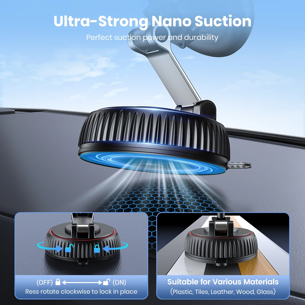 Magnetyczny uchwyt samochodowy TOPK do telefonu kompatybilny z MagSafe 360 °   Obrotowy uchwyt na telefon iPhone z przyssawką, do montażu na biurku lub ścianie.