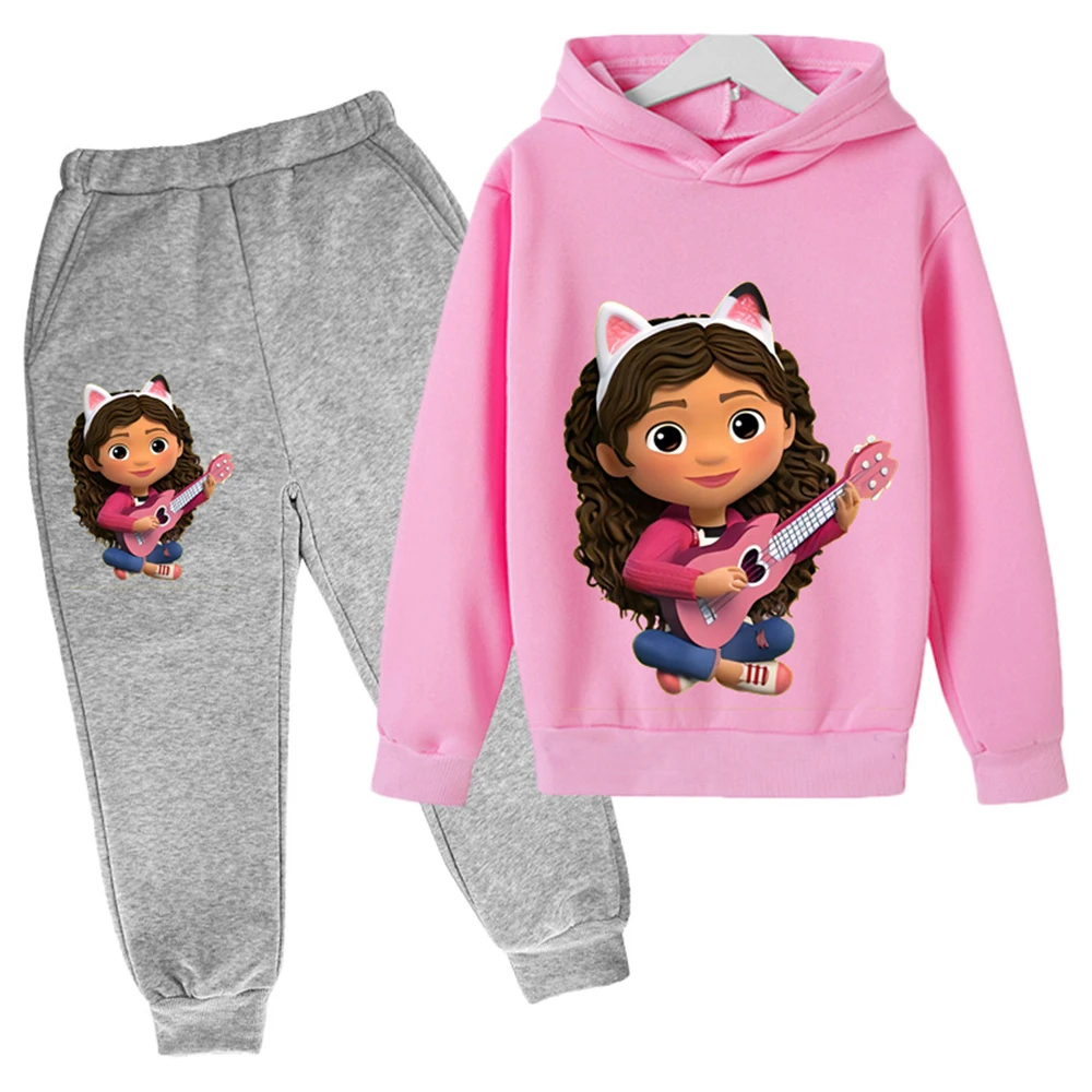 Kids Gabby Cats Hoodie Toddler Girls Gabbys Dollhouse Clothes Baby Boys Long Sleeve Sweatshirt Sets Autumn Children's Clothing