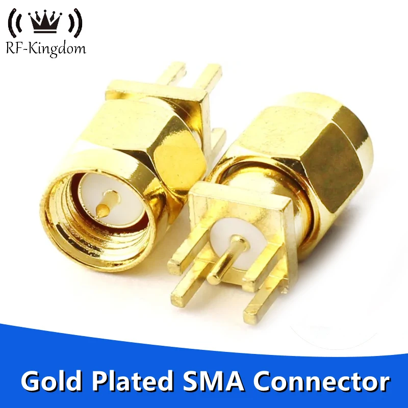 5PCS/LOT SMA Male PCB Panel Edge Mount Plug with 4 Pins Stand Straight Connector RF Coax Coaxial Adapter