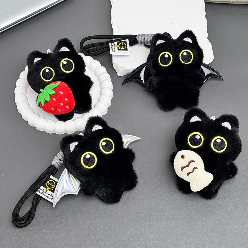 Weihnachts-Schlüsselanhänger mit schwarzer Katze, Rucksackanhänger, Halloween-Katzen-Schlüsselanhänger mit Flügeln, Taschenanhänger, Partygeschenk. – Detail 4