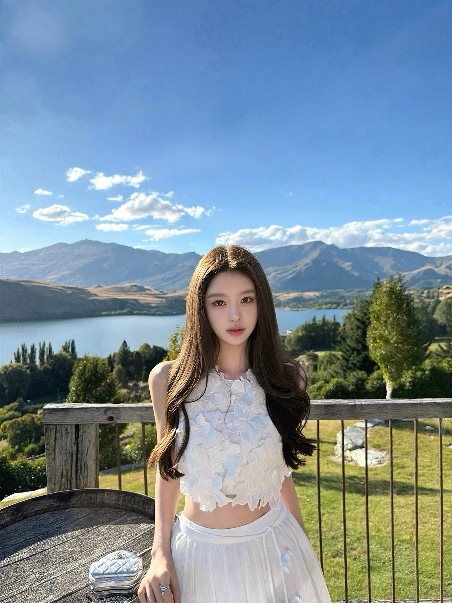 

Good Morning Fanfan Queenstown Short Heavy Work Floral Print Belted Half Length Skirt Set Women's Fashion Summer Outfit