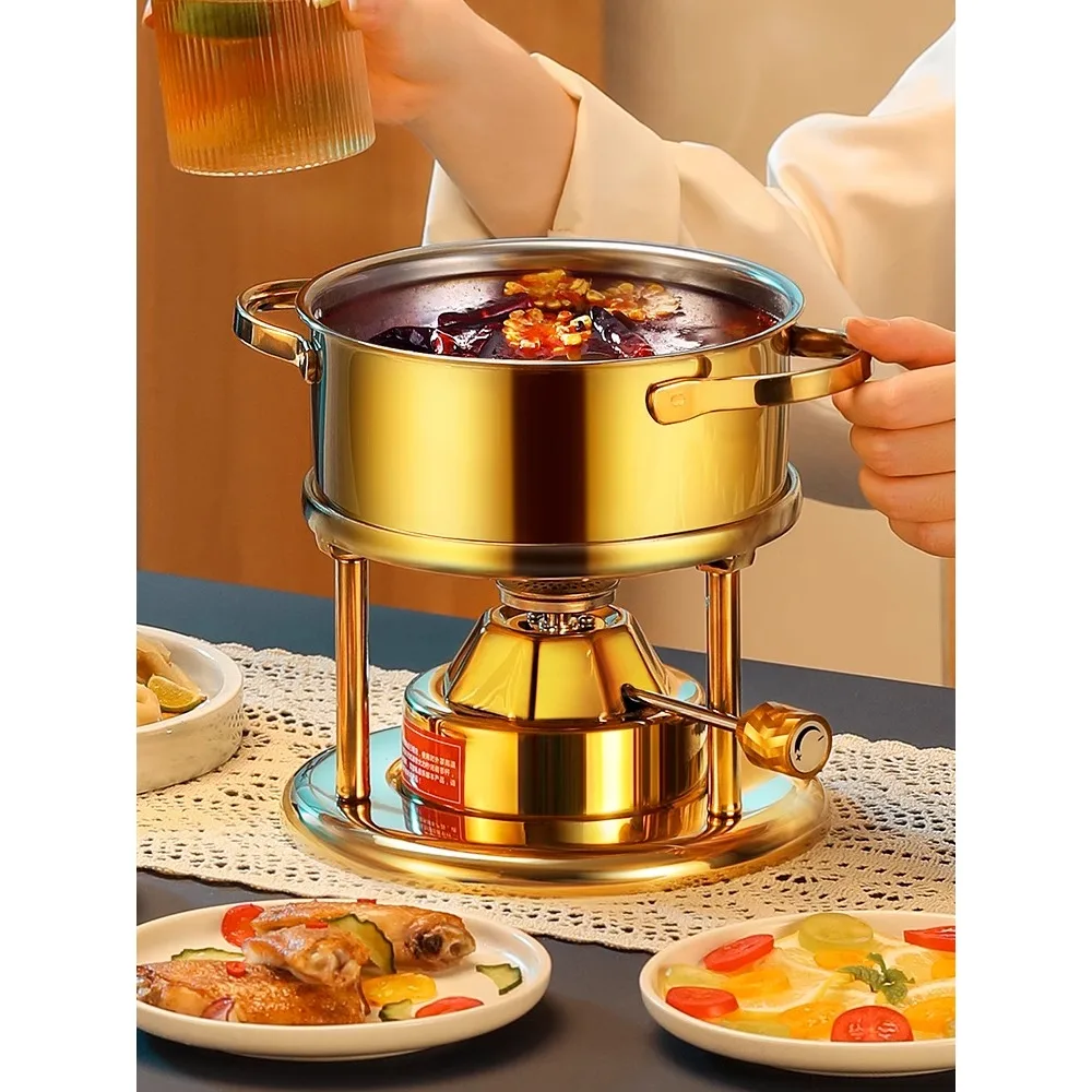 Stainless steel one-person-one-pot inflatable small hot pot, single self-service hot pot, pots and pans, soup pots, shabu-shabu,