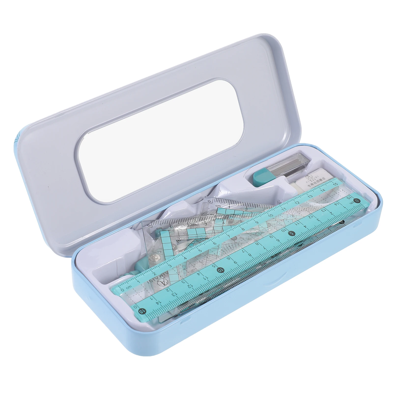 

Transparent Ruler Set Lightweight Geometry Kit for Kids Drawing Stationery Office Use Blue Measuring Tools Students