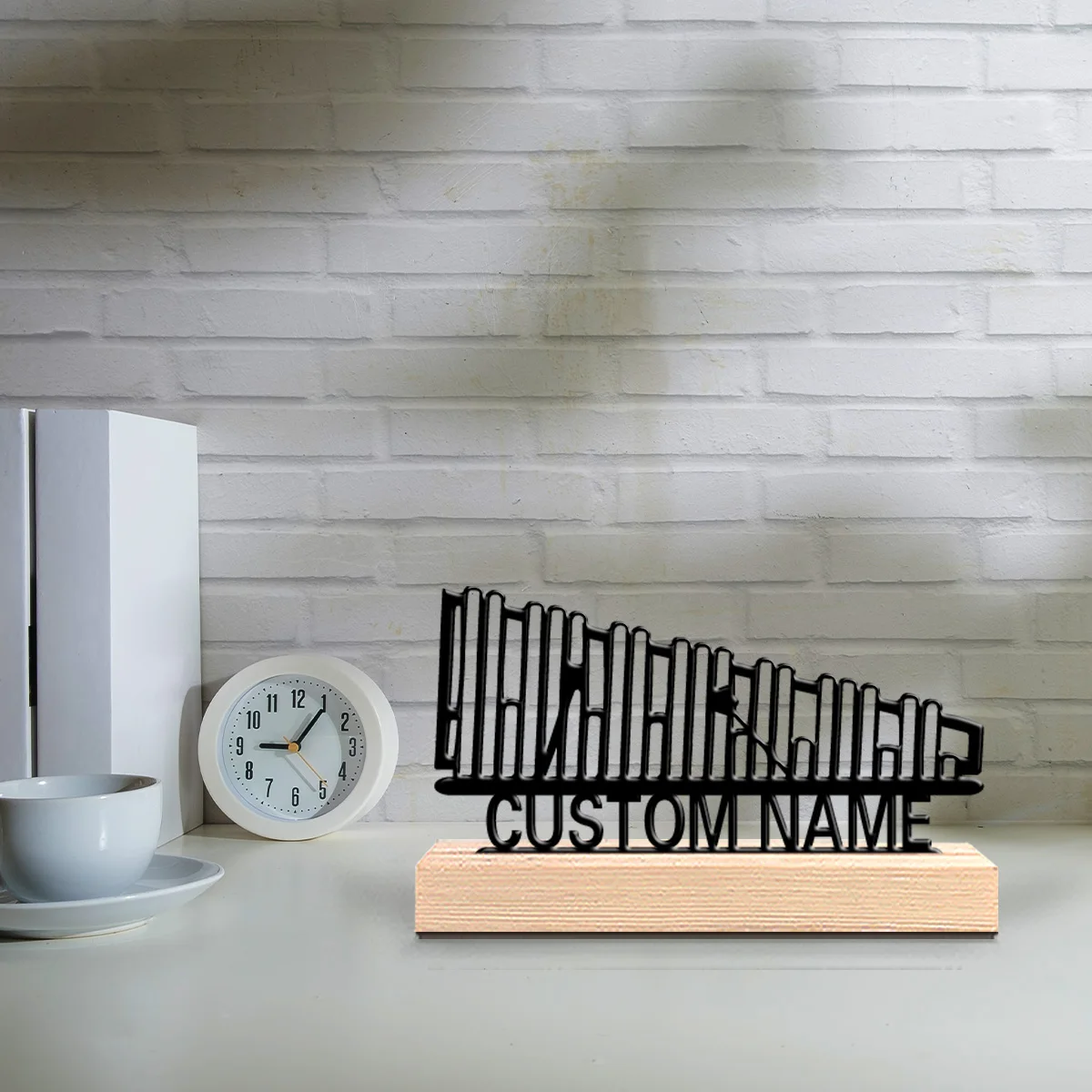 1pc Pan flute music Personalized Letter Art Crafts Metal Statue With Wood Base Metal Sculpture With Wood Base For Boys Gifts