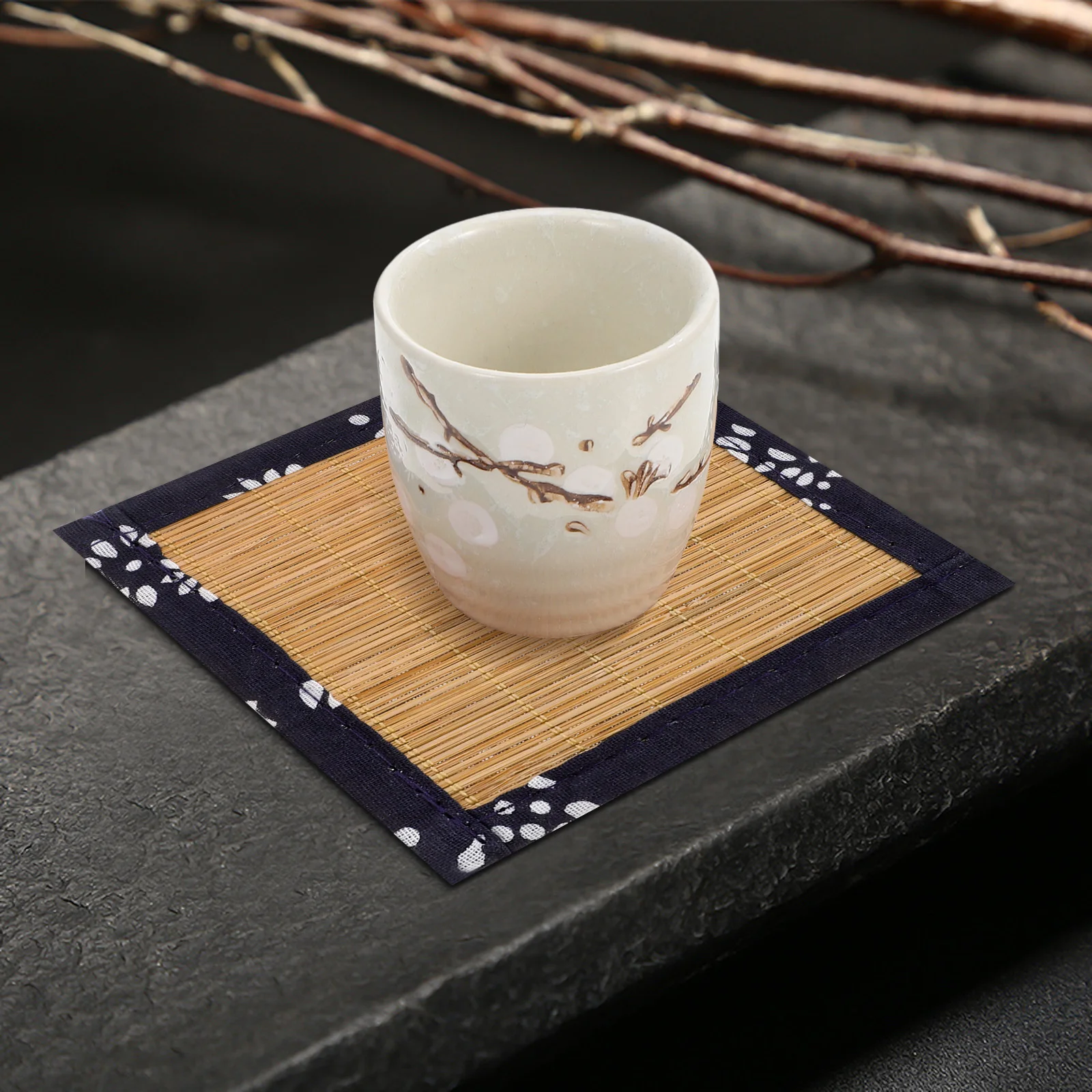 

4Pcs Bamboo Weaving Coaster Woven Table Cup Mat Heat Resistant Mats for Kitchen Dining Table Cup Mat Non-Slip