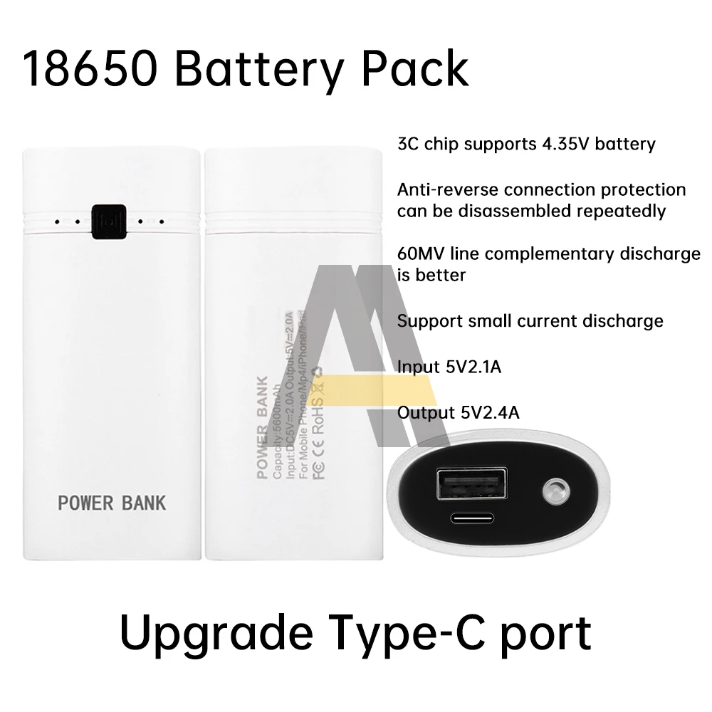 USB Ports 2 X 18650 DIY Portable Battery Holder 5V 2A LCD Display Power Bank Case Anti-reverse Connection Battery Charge Box