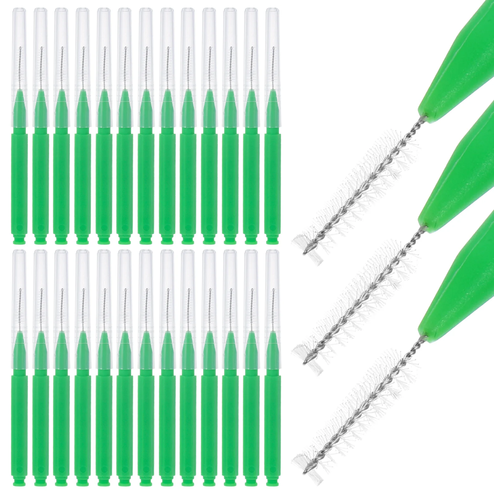 

30pcs Interdental Brush 0.8mm Green Soft Bristles Tooth Cleaner Portable oral tooth Care supples Travel size Teeth Gaps Cleaners