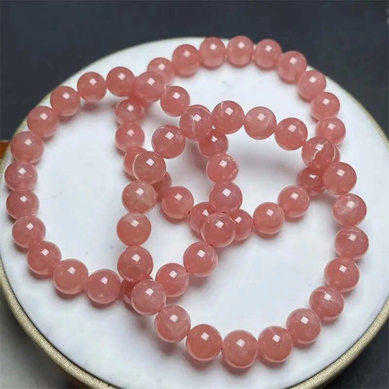 7/8/9MM Natural Red Lace Agate Bracelet String Charms Handmade Fortune Energy Mineral Woman Amulet Jewelry Gift 1PCS