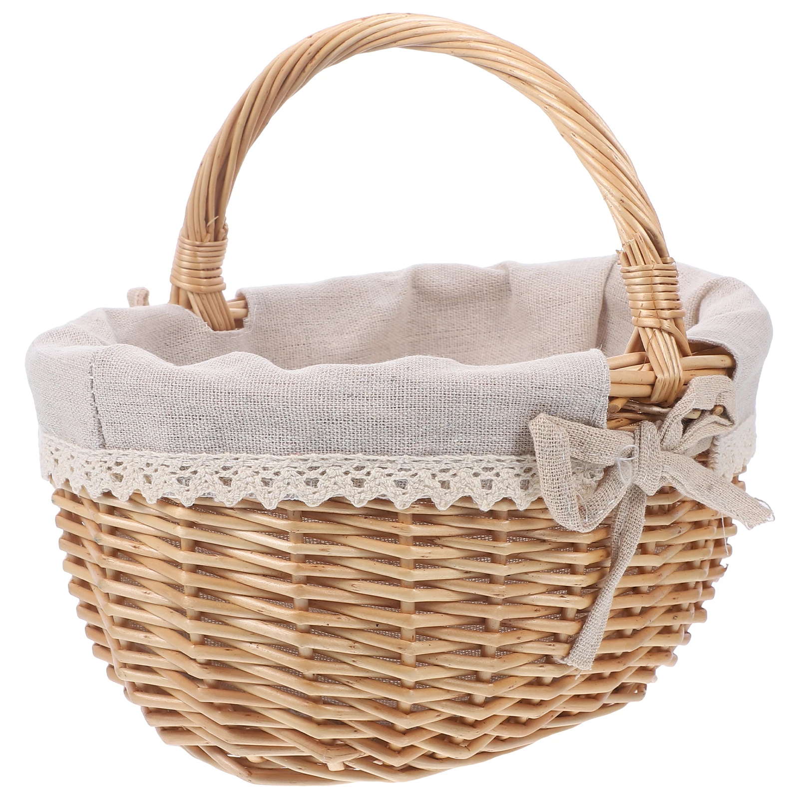 

Portable Vegetable Storage Basket Rural Style Fruit Basket Handmade Woven Natural Willow Multi-Purpose Food Snack Organizer