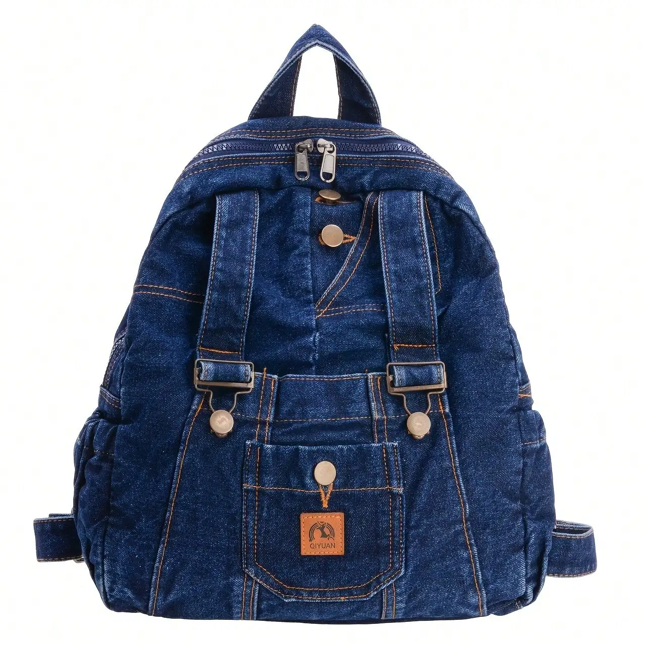 Fashion 3D Washed Women Backpack With High Appearance Logo Side Pocket Large Capacity For Campus Shopping Travel Office Use Retro Versatile Wea
