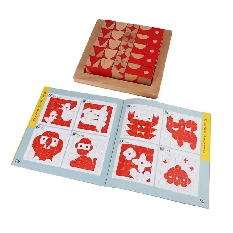 Crianças cérebro quadrado jogo de mesa quadrado 3d madeira sólida crianças educação precoce brinquedos