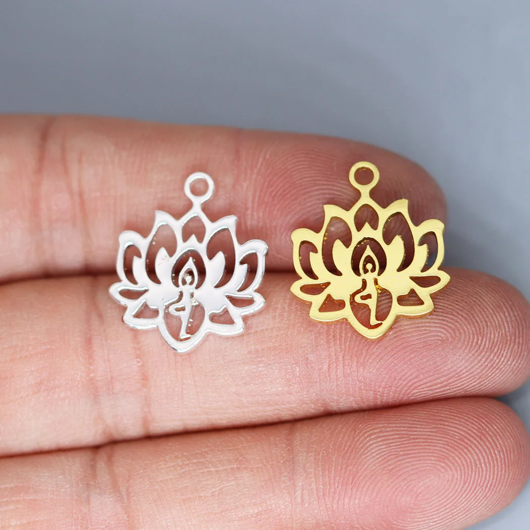 3pcs/lot  Yoga Lotus Charm for Jewelry Making fit Charm Bracelet Necklace Pendant DIY Crafts Supplier