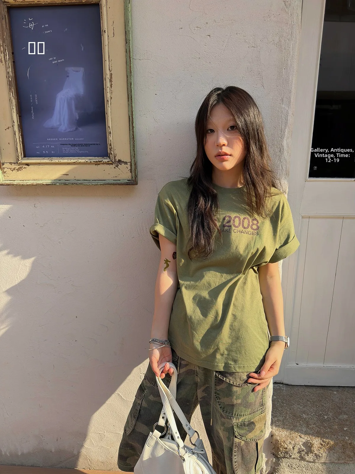 Sakura Street Girl Summer Vintage Print Letter Short Sleeve Loose Fit Pure Cotton Top Women's Fashion T-Shirt round Neck