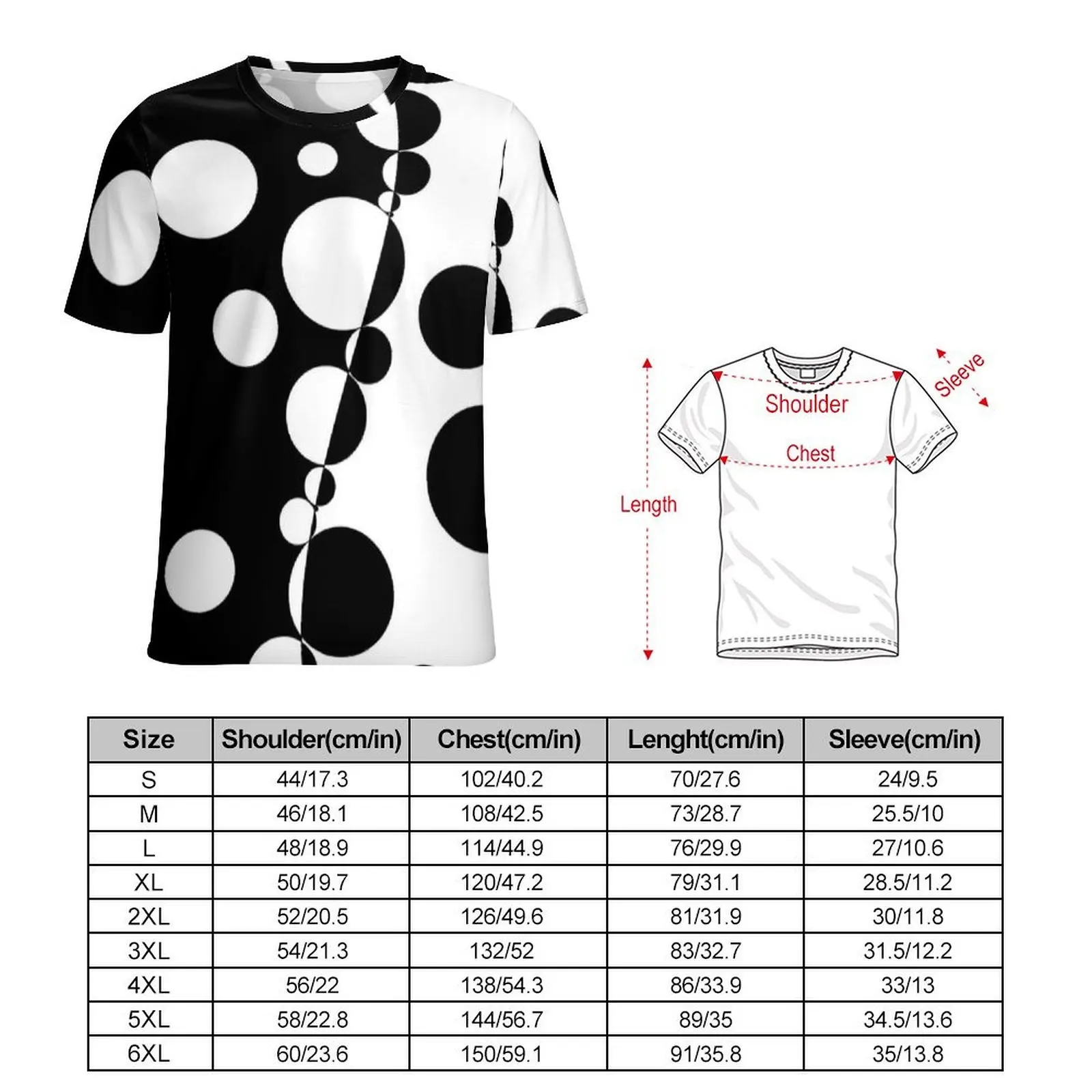 Summer T Shirt Black White Dot Pattern T Shirts  Aesthetic Cool Tees For Male Short Sleeve Graphic Oversize Clothes