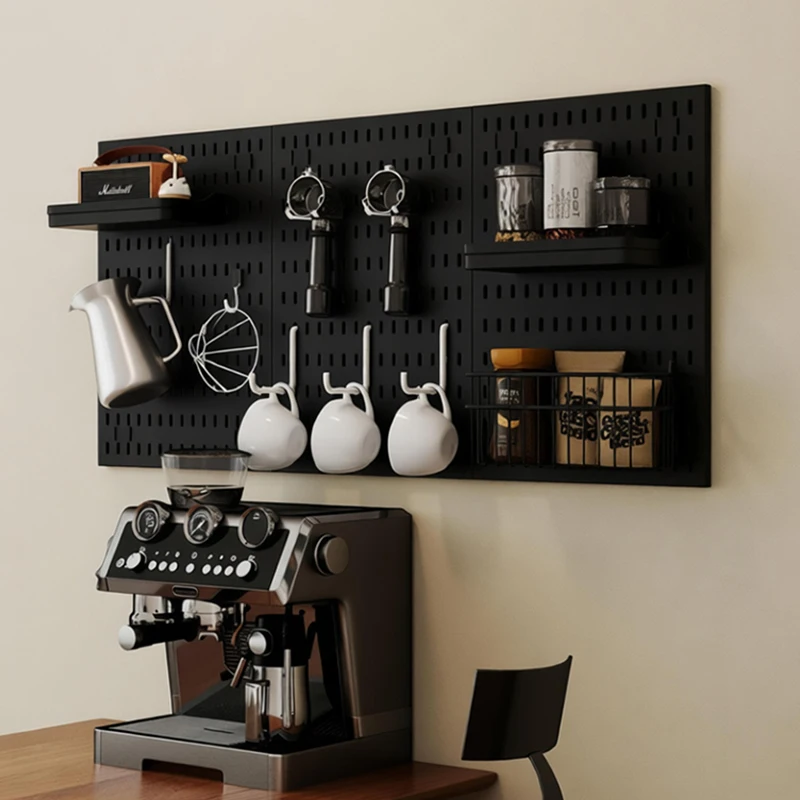 Bohrfreie Kaffee-Bar Pegboard – Kunststoff-Wandregal für Bohnen, Pour-Over-Griffe & Tee-Organisation in der Heimküche