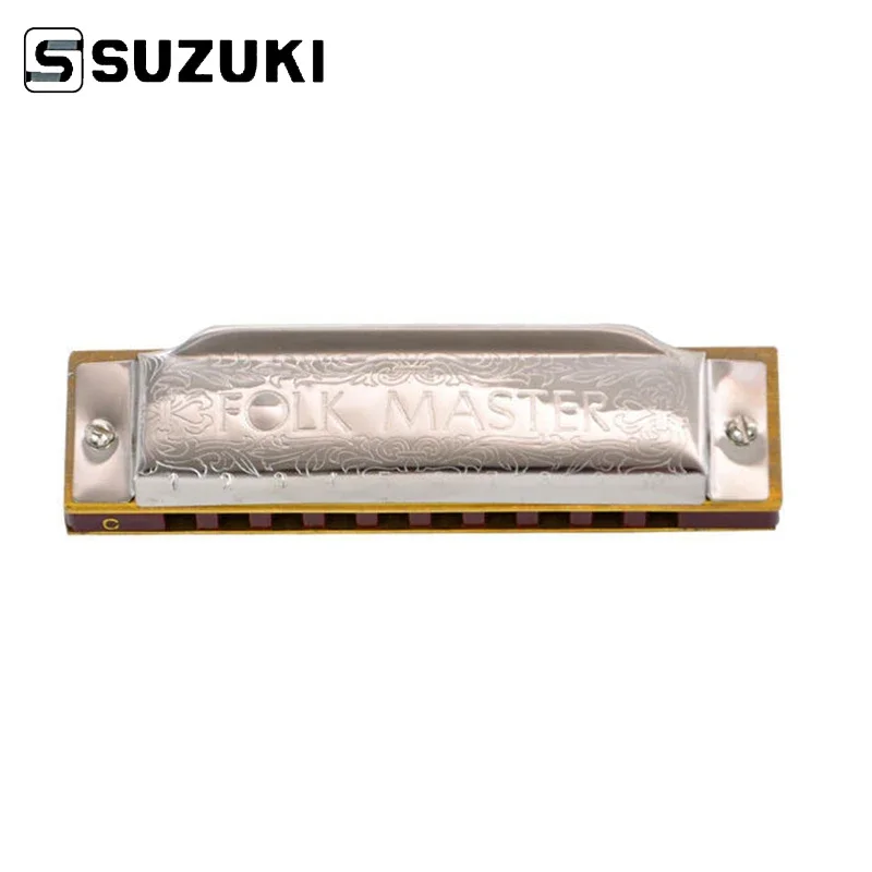 [12 Tasten] Suzuki Diatonische Mundharmonika 1072 New Silver FolkMaster Gaita Standard 10-Loch Diatonische Mundharmonika Anfänger Blues Harfe