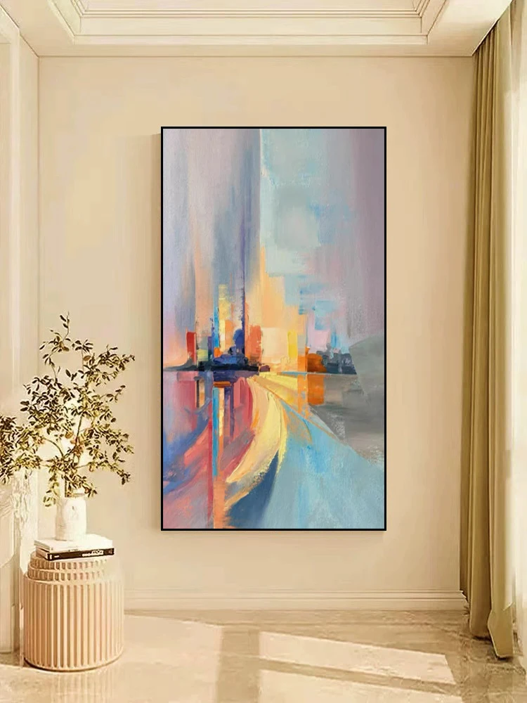 

Handmade Abstract Urban Oil Painting Art Canvas Painting Nordic Hanging Painting For Home Living Room Entrance Decor