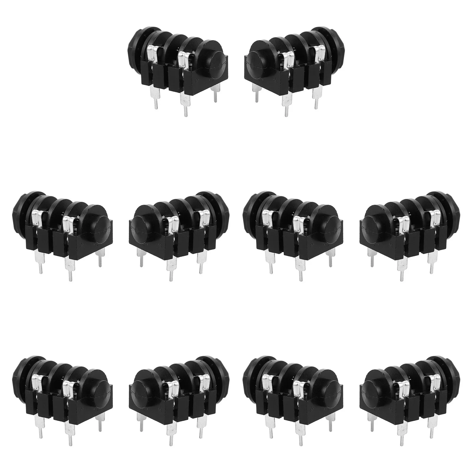 

10Pcs 6.35mm Audio Female Connector Panel Mount 4-Pin Mono Jack for Microphone and Guitar Instrument Headphone Mono Jack 4 Pins
