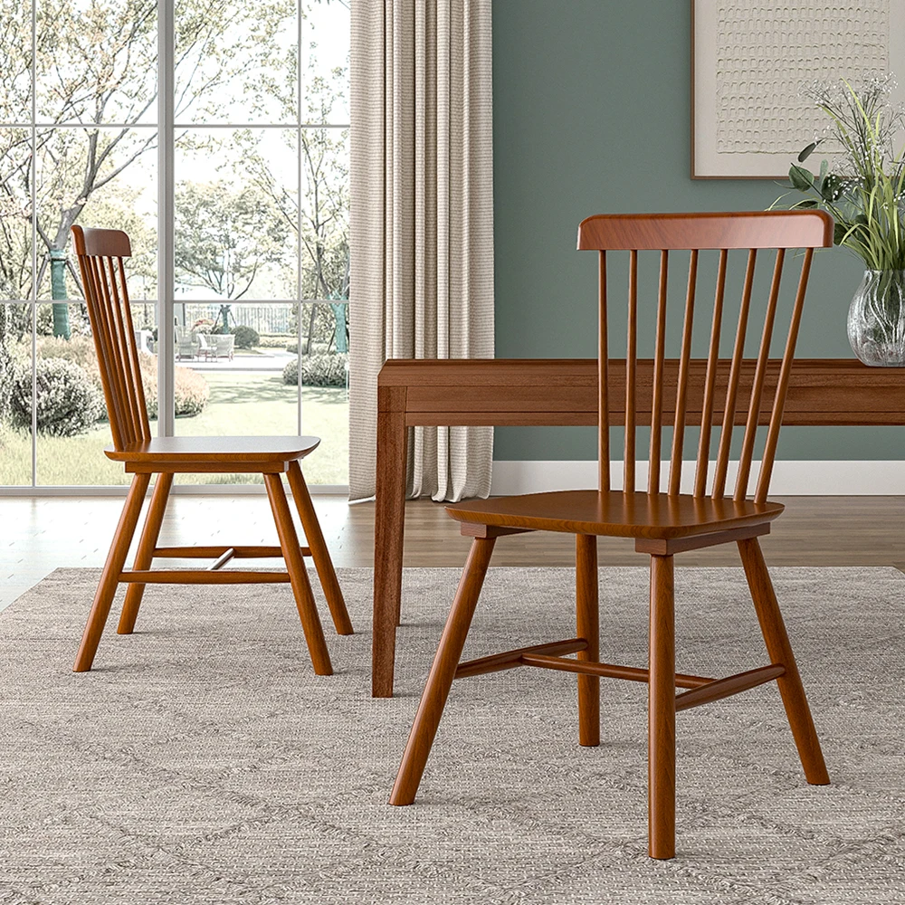 Pair of Solid Wood Windsor Dining Chairs