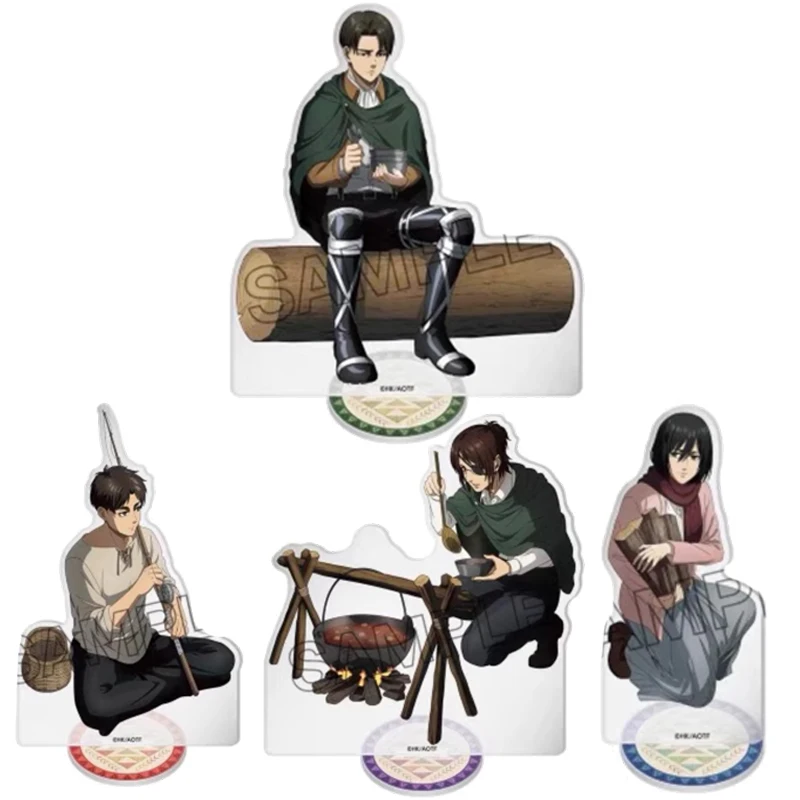 Atak na tytana Eren figurki stojak akrylowy Model Anime Levi Ackerman ozdoby na biurko wyświetlacz kolekcja statua lalki prezenty