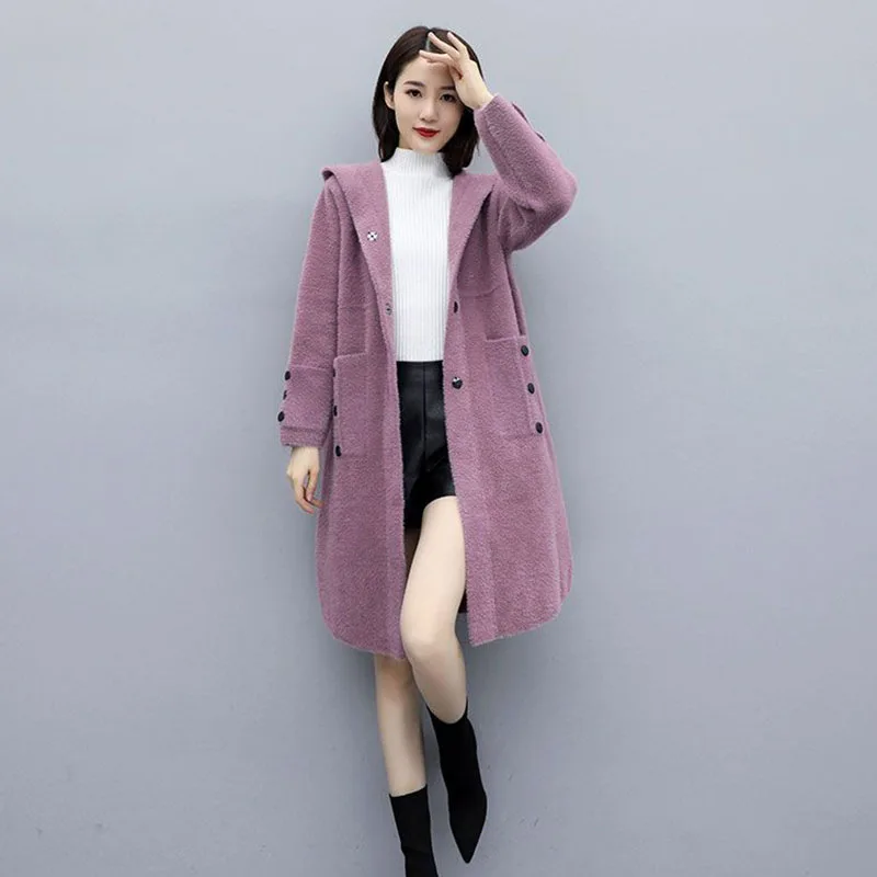 Imitate Mink Velvet Woolen Jacket Women 2023 New Autumn Winter Mid Aged Single-Breasted Coat Female Casual Outerwear Ladies Tops