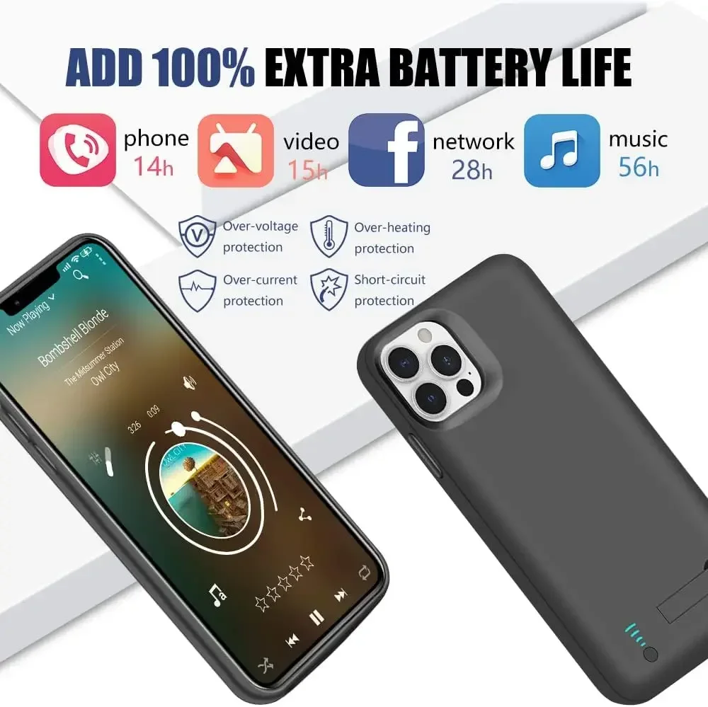 5000mAh Smart Battery Charger Case for iPhone 12 Pro Portable Rechargeable Protective Charging Cover for iPhone 12 Power Bank