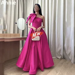 Annie Hot Pink Prom Dresses Satin Bow Princess Prom Dress 2024 Vestidos De Fiesta Graduation Formal Occasions Party Dresses