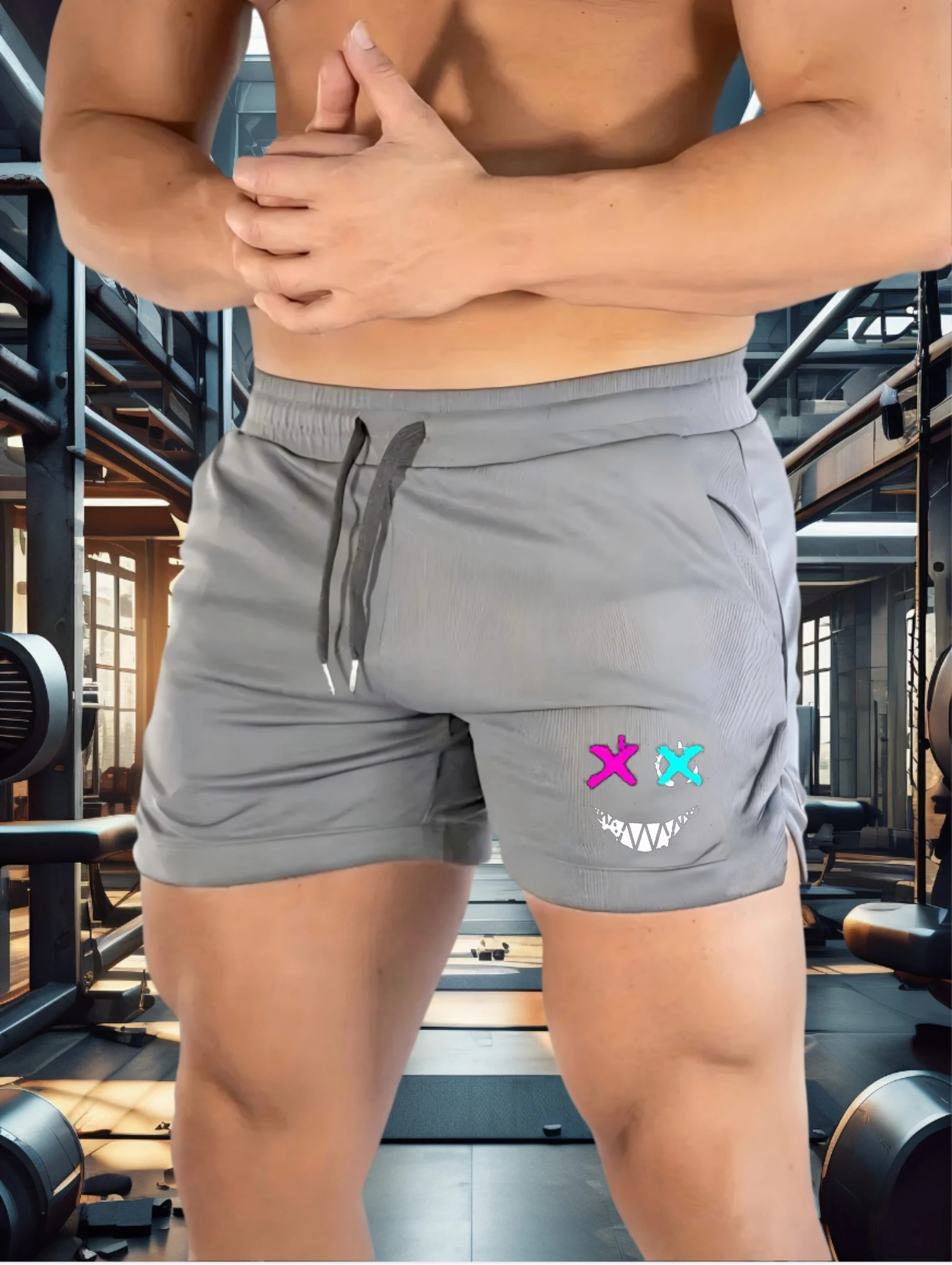 

Мужские спортивные баскетбольные шорты из влагоотводящей ткани с завязками на талии и карманами, свободная летняя спортивная одежда