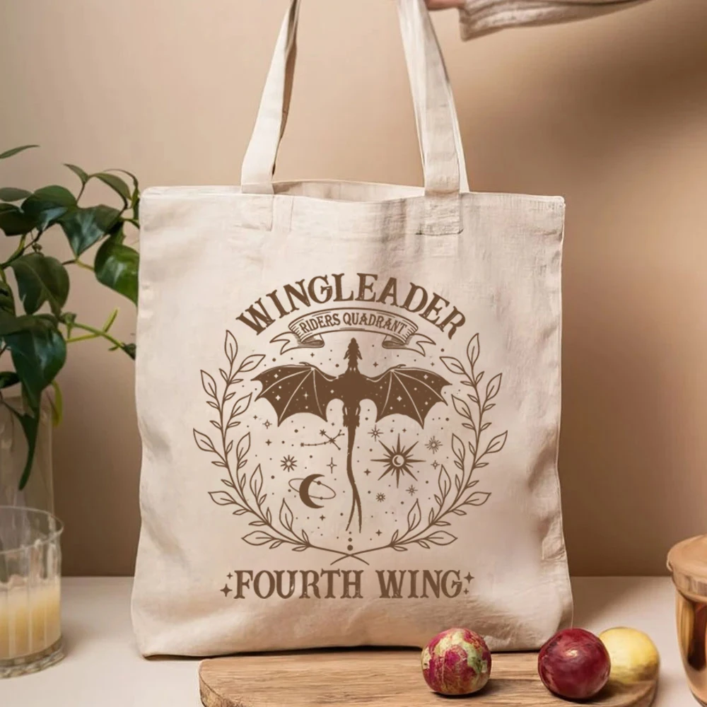 Fantasy Book Fourth Wing Tote Bags Riders Quadrant Basgiath War College Ladies Shopping HandBag Vintage Dragon Rider Book Lovers