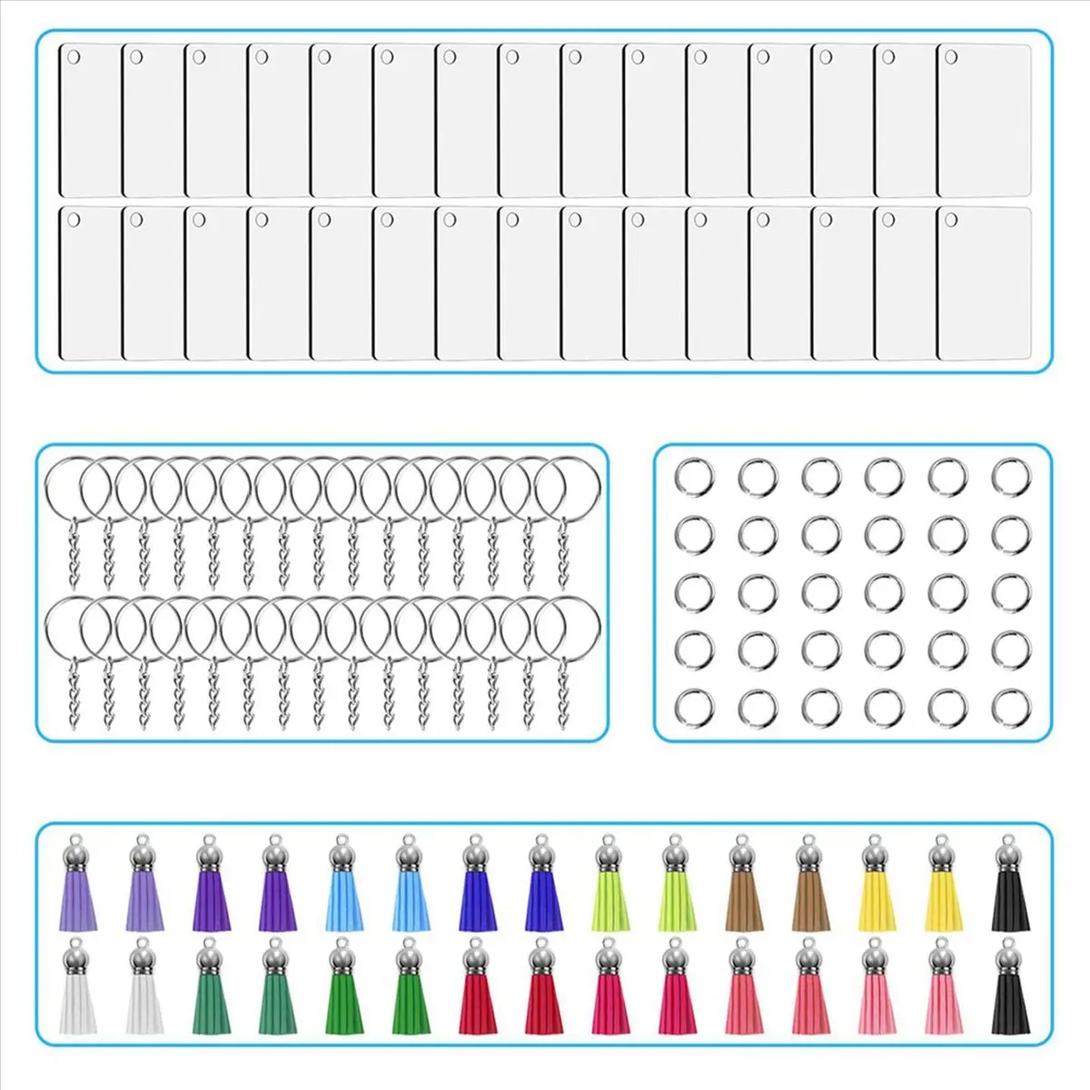 

*ABKM Sublimation Keychain Blanks Bulk 240Pcs Keychain Blanks Set with Rectangle Sublimation Blanks,for DIY Keychain Crafting