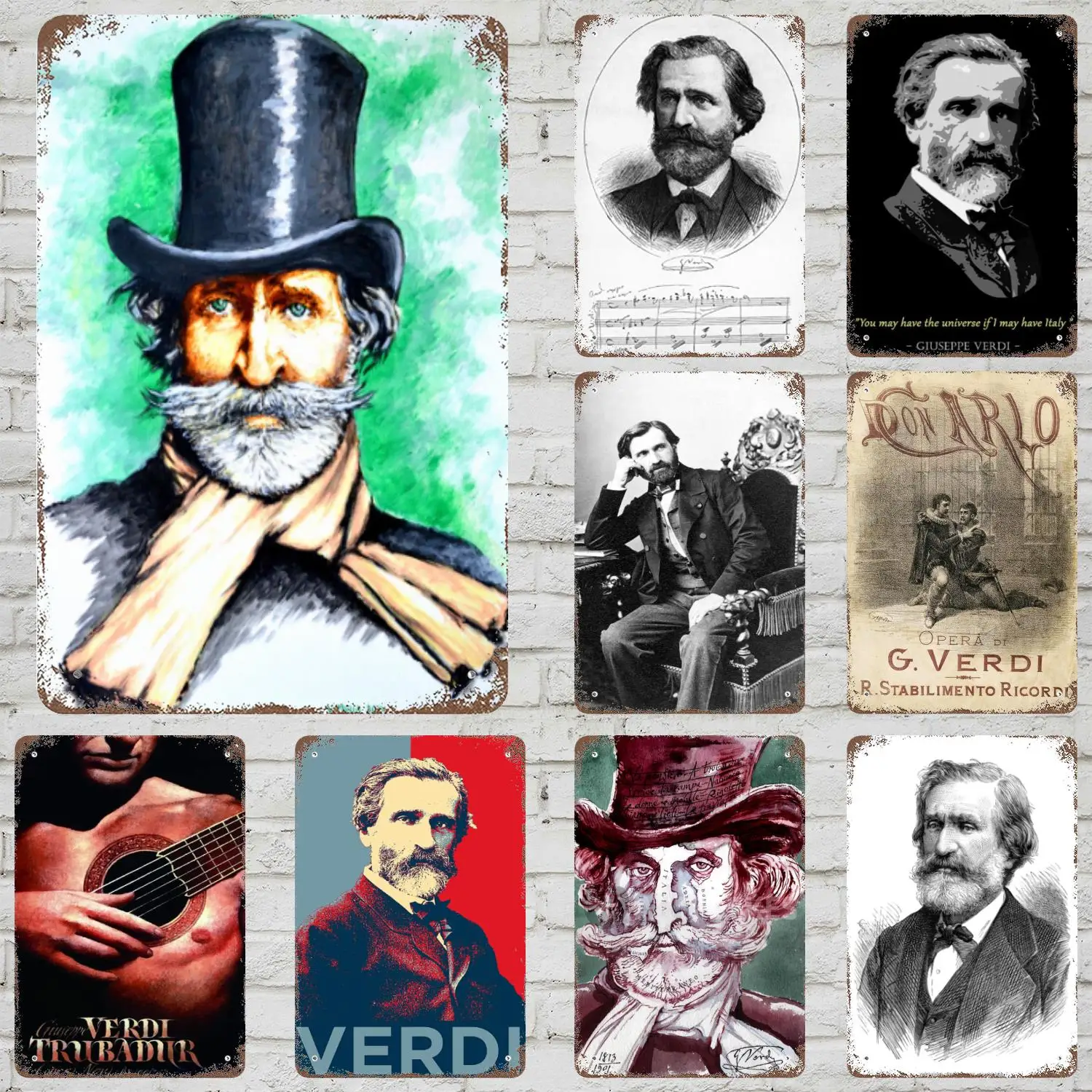 Giuseppe Verdi Metal Signs wall decor Vintage Tin Signs Captain Metal Poster Decor for Bar Pub Club Wall Decoration