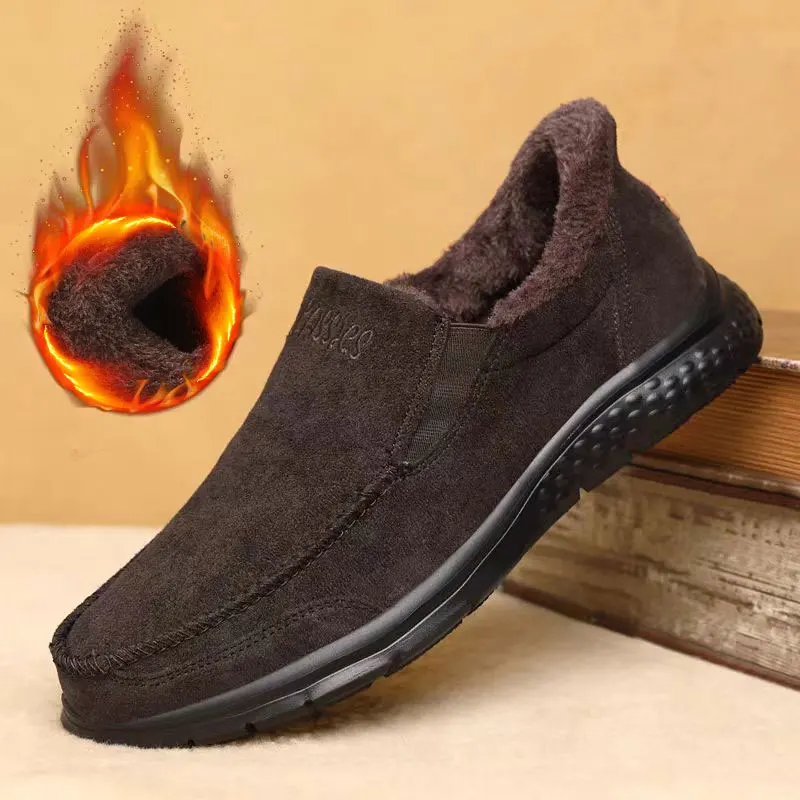 Fashionable Warm Winter Loafers Comfortable Walking Shoes Soft Lightweight Gift for Dad Suitable for Middle-Aged And Elderly Men