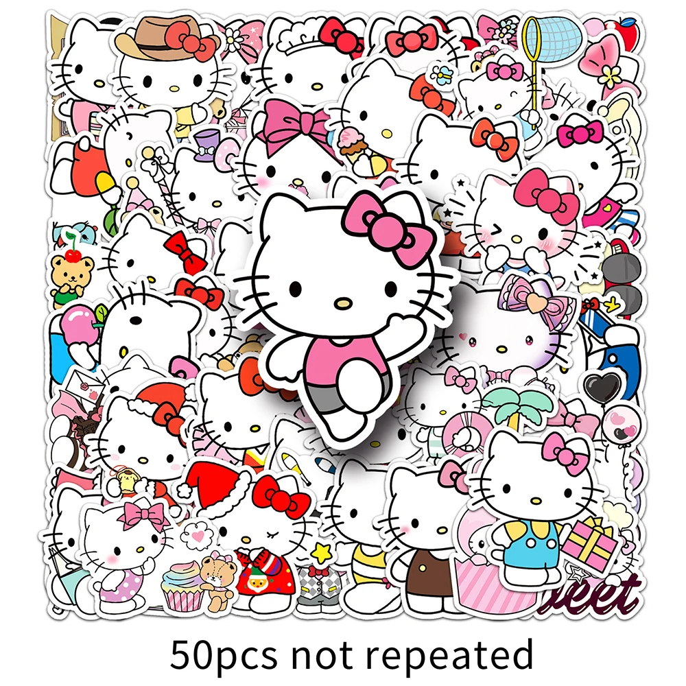 

10/30/50PCS Cute Cartoon Hello Kitty Stickers Sanrio Decals Decoration DIY Suitcase Skateboard Fridge Phone Waterproof Kids Toys