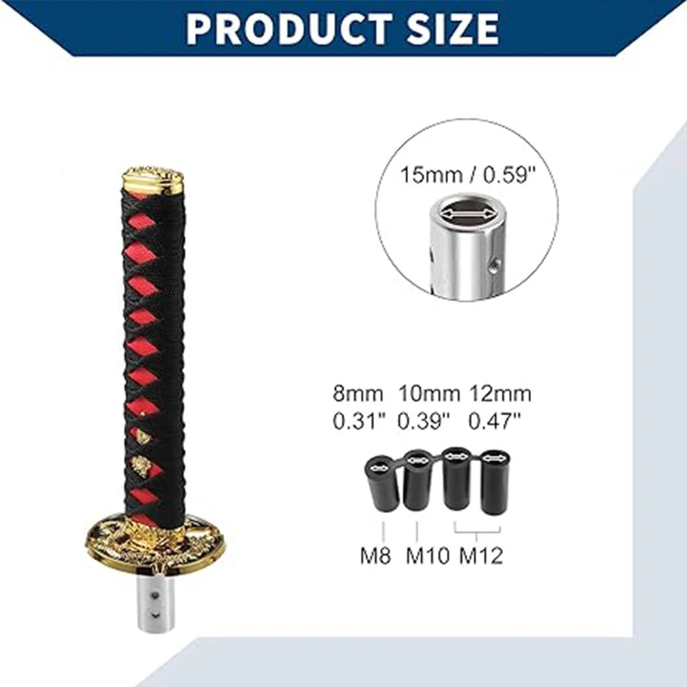 15/20/25CM Universelle Staubschutzkappen für Schaltknauf mit Adaptern, JDM Katana Samurai Schwert Schaltknauf, Schalthebel für Auto – Detail 1