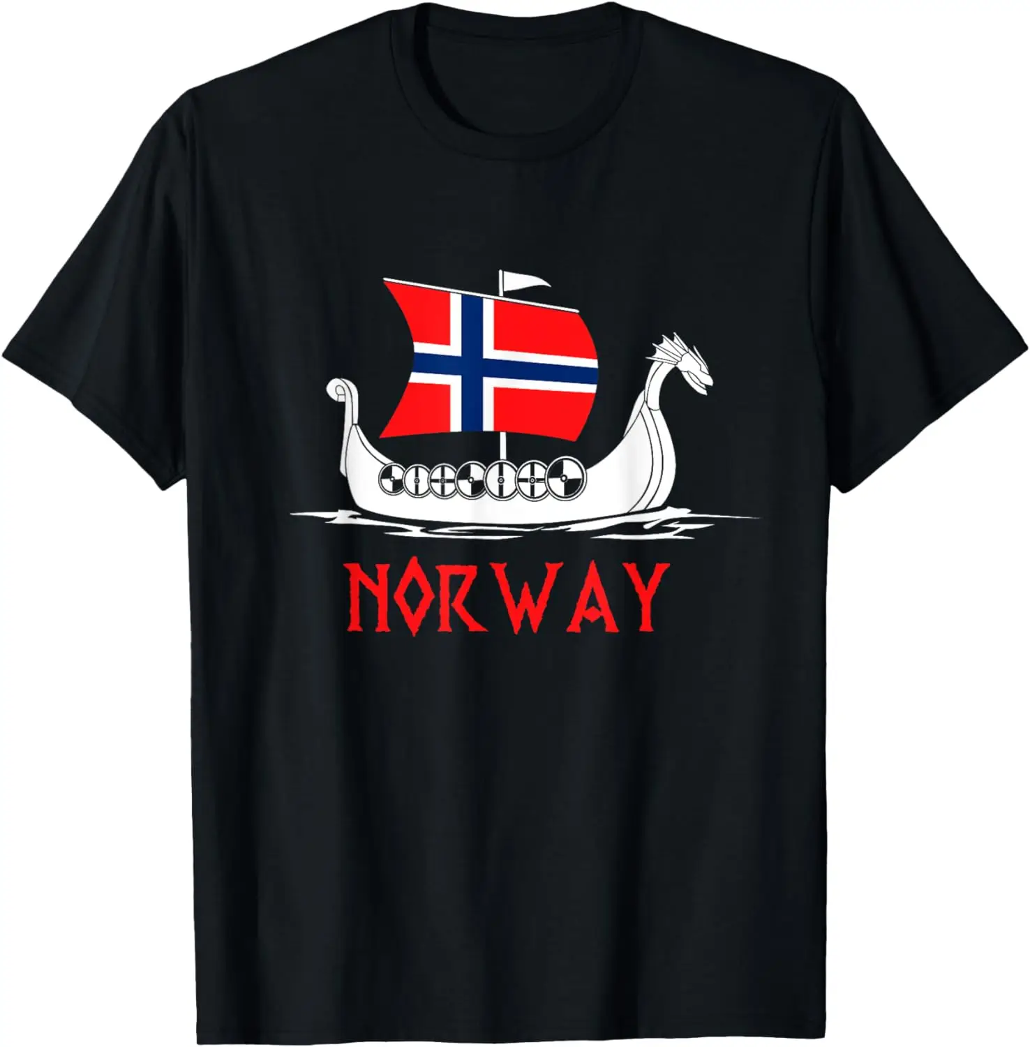 

Boat Norwegian Flag Norway Viking Ship Norway T-Shirt Unisex Cotton Short Sleeve Streetwear Vintage T Shirt