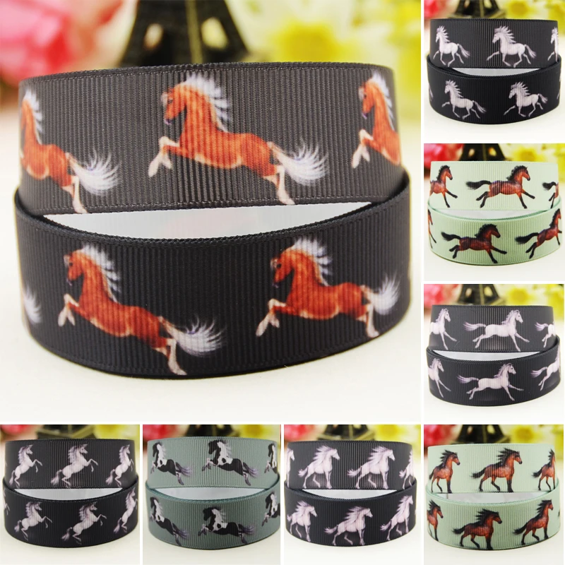 22mm 25mm 38mm 75mm Horses Cartoon printed Grosgrain Ribbon party decoration 10 Yards