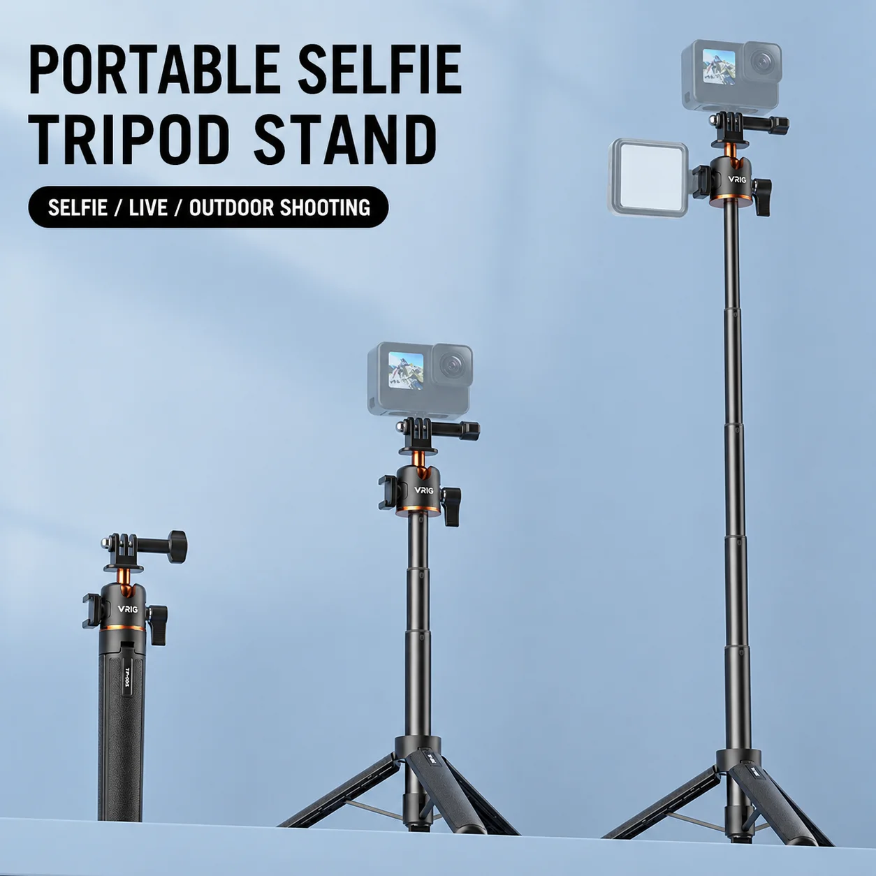 Action Camera Selfie Stick Extension Pole Handheld Tripod Mount for GoPro Hero 12 11 Insta360 X3 X4 Sports Camera Accessories