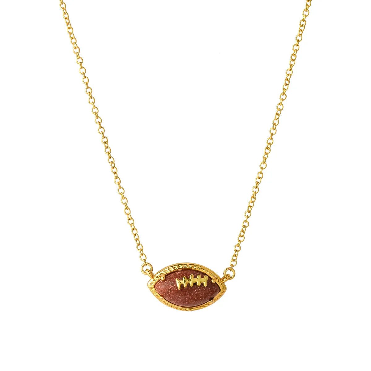 High quality original Designer sportystyle KS rugby Football pendant necklace in metal 18k gold plated for women girls