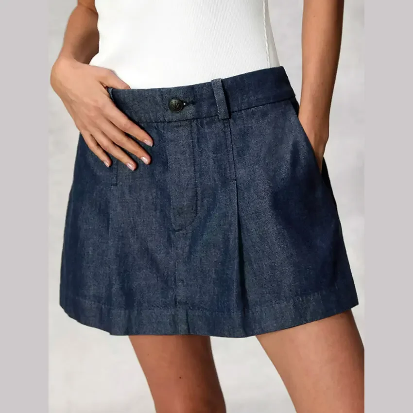 Ladies Commuting R @ G * Spring/summer New Style Maya Pleated Denim Shorts Skirt Streetwear Versatile Harajuku