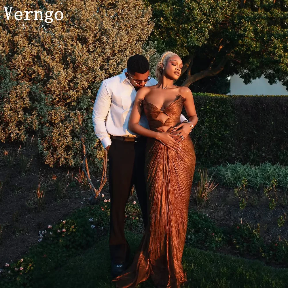 Verngo Orange Shiny Chiffon Evening Dress Sweetheart Mermaid Cut Out Mermaid Party Dress Sexy Pleated Prom Gowns