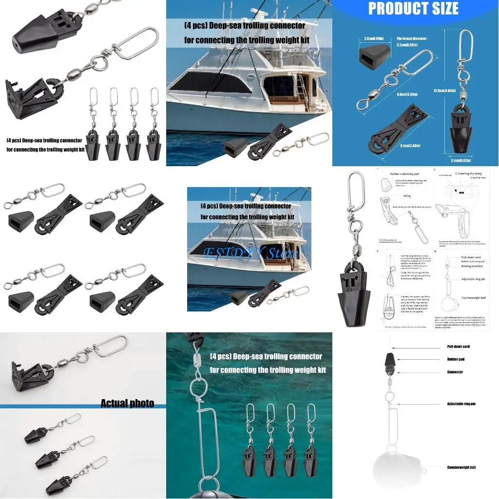 

G6DE Downrigger Terminal Set Fishing Weight Ball Connector Downrigger Release Clips