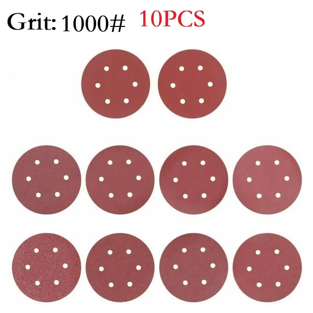 10pcs 225mm Sandpaper 6 Hole Round Hook Loop Sanding Paper 40-2000grit Sanding Disc Abrasive Polishing Tools